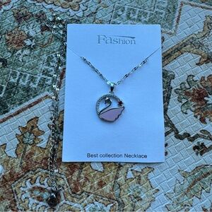 Silver and Pink Swan Necklace